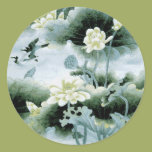 Oriental Birds and Flowers Round Sticker