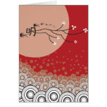 Oriental Bright Moon Swallows Birds Zen Modern Art Greeting Cards
