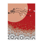 Oriental Calligraphy Moon & Swallows Postcard