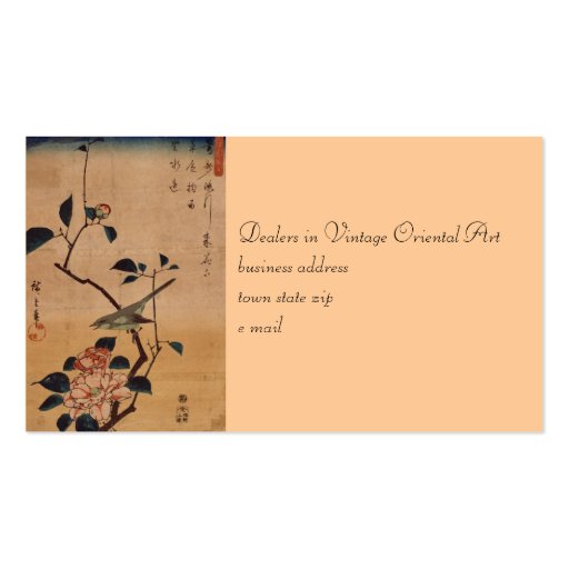 Oriental Camellia and Warbler Business Card Templates (front side)