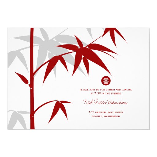 Oriental Chinese Asian Bamboo Tree Wedding Invite