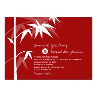 Oriental Chinese Asian Bamboo Tree Wedding Invite 5" X 7" Invitation Card