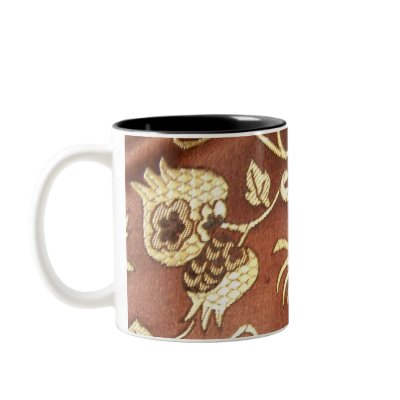 Oriental Floral Fabric Print Postage Stamp Coffee Mugs by iona847