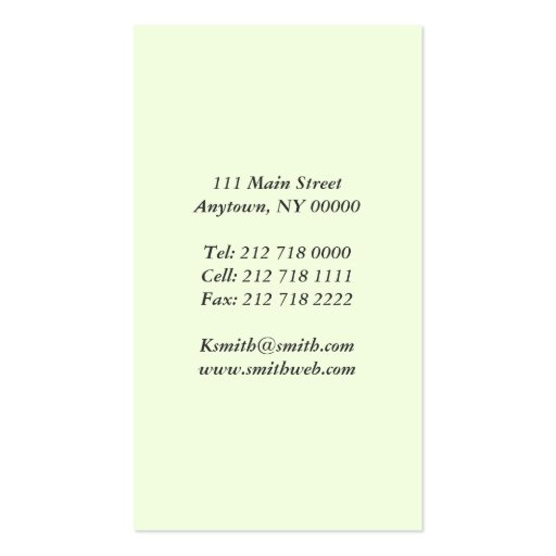 Oriental Florist Business Card (back side)