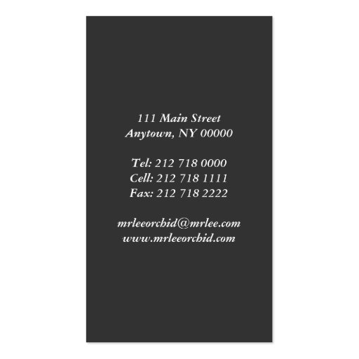 Oriental Florist Business Card (back side)