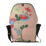 Oriental Flowers on Pink Messenger Bags
