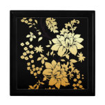 Oriental Gold Flowers on Black Trinket Boxes
