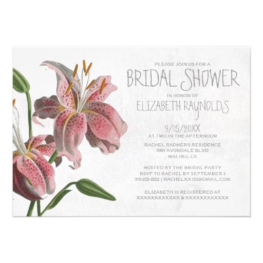 Oriental Lily Bridal Shower Invitations