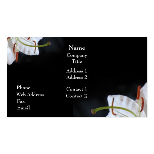 Oriental Lily Business Card (back side)
