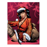 Oriental Ms Claus in Kimono, Santa Hat, Stockings Postcard