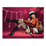 Oriental Ms Claus in Kimono, Santa Hat, Stockings Post Cards