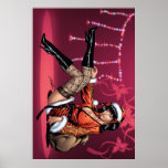 Oriental Ms Claus in Kimono, Santa Hat, Stockings Poster