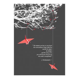 Oriental Origami Paper Cranes Tree Wedding Invite Custom Invitations