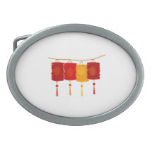 Oriental Party Lights Oval Belt Buckles