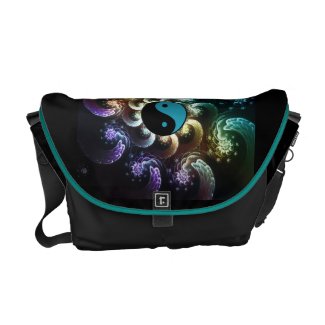 Oriental Rainbow Fractal Swirl with Yin-Yang rickshawmessengerbag