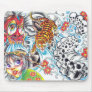 oriental skull women tiger mouse pad