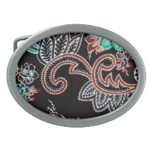 oriental spice - plant motif - midnight belt buckles