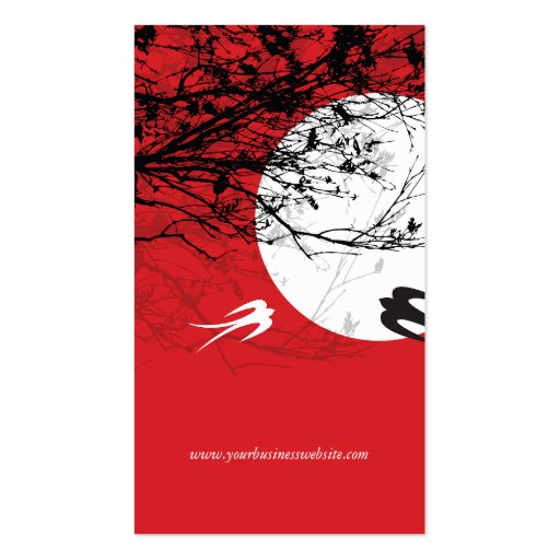 Oriental Swallows Birds Moonlight Tree Branches Ze Business Card Templates (back side)