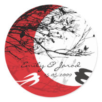 Oriental Swallows in Moonlight Announcement stickers