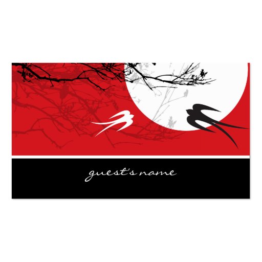 Oriental Swallows in Moonlight Chinese Wedding Business Card (back side)