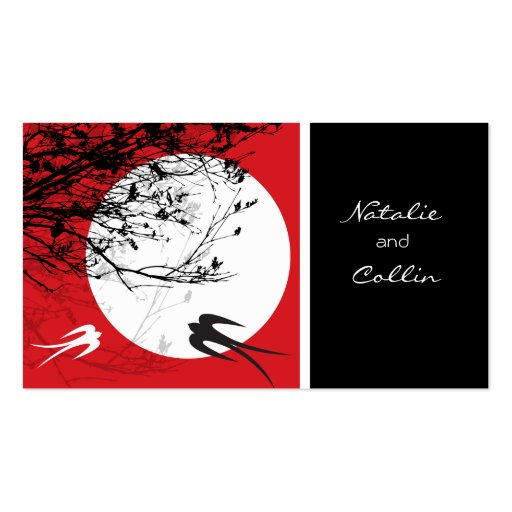 Oriental Swallows in Moonlight Chinese Wedding Business Card