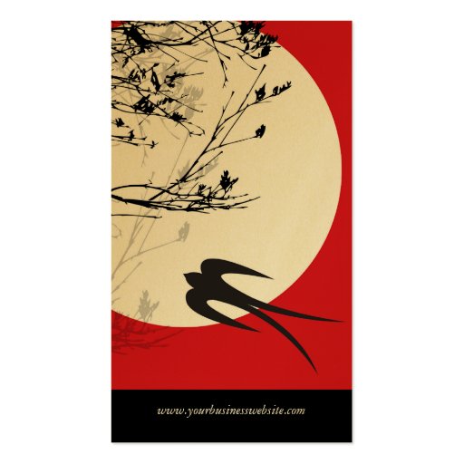 Oriental Swallows in Moonlight Custom Profile Card Business Card Templates (back side)