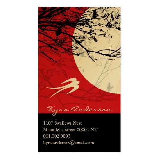Oriental Swallows in Moonlight Custom Profile Card Business Card Templates