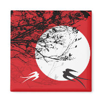 Oriental Swallows in Moonlight Magnet
