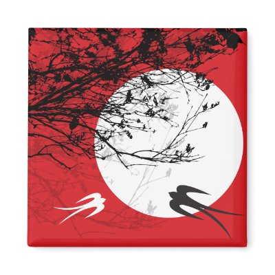 Oriental Swallows in Moonlight Magnet by fat_fa_tin
