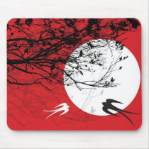 Oriental Swallows in Moonlight Mousepad by fat_fa_tin Oriental Swallows in Moonlight Mousepad