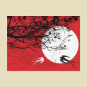 Oriental Swallows in Moonlight Postcard