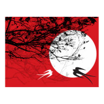 Oriental Swallows in Moonlight Poster posters by fat_fa_tin Oriental Swallows in Moonlight Poster posters