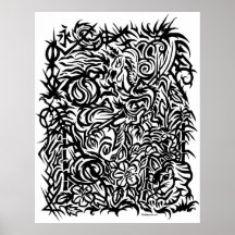 Oriental Tribal Tattoo Design Poster