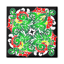 oriental vivid pattern magnets