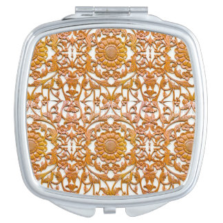 ORIENTAL WOOD CARVING DESIGN COMPACT MIRROR