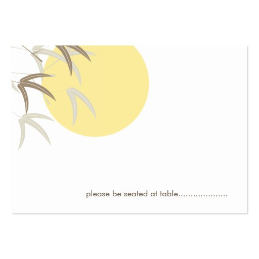 Oriental Yellow Sunrise Bamboo Guest Place Card Business Card Templates (front side)