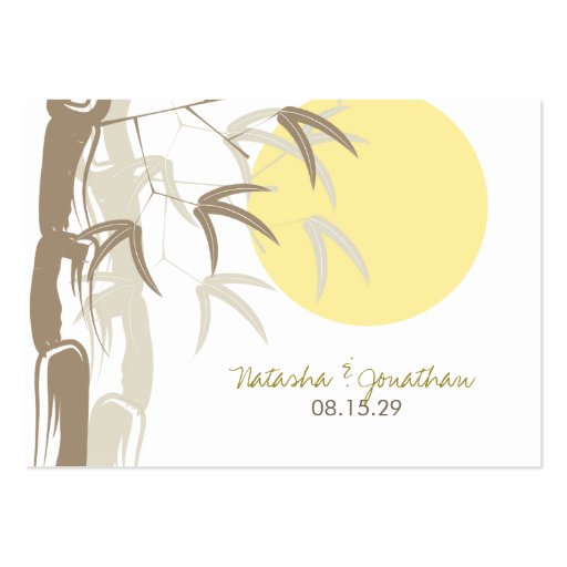 Oriental Yellow Sunrise Bamboo Guest Place Card Business Card Templates (back side)