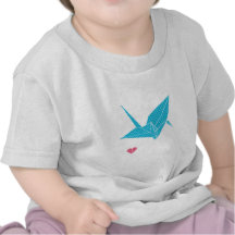 origami bird with heart tee shirts