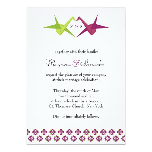 wedding invitations origami crane origami cranes wedding card zazzle wedding invitations origami crane origami cranes wedding card zazzle