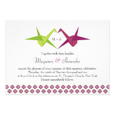 Origami Cranes Wedding Personalized Announcements