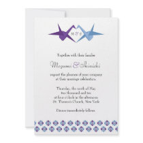 Origami Cranes Wedding (Purple + C Blue) Personalized Announcement