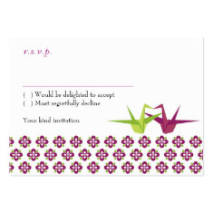 Origami Cranes Wedding RSVP Card Business Card Template