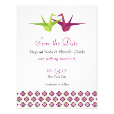 Origami Cranes Wedding Save the Date Personalized Invitations