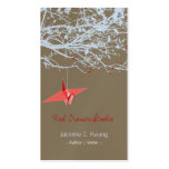 Origami Japanese Red Paper Cranes Silhouette Tree Business Card Template