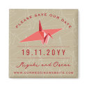 Origami Paper Crane Pattern Save The Date Magnet by fatfatin_red_knot Origami Paper Crane Pattern Save The Date Magnet
