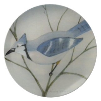 Original Art Blue Jay Plate plate