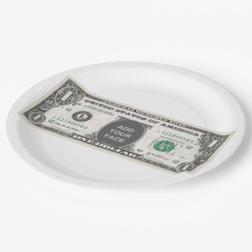 Original customizable one dollar bill template… paper plate Zazzle