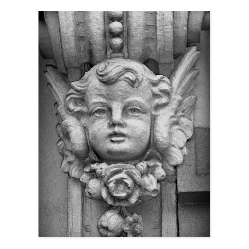 Original Fine Art Photo Gothic Cherub Carving Postcard