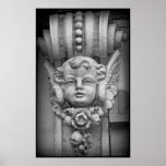 Original Fine Art Print Gothic Cherub Carving