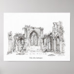Original Line Drawing of Netley Abbey Southampton posters